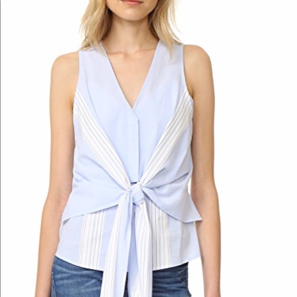 Derek Lam 10 Crosby Sleeveless Poplin Wrap Top - Picture 3 of 8